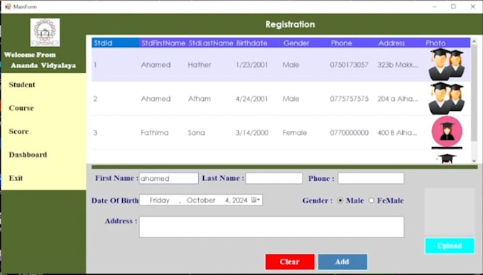 desktop application using csharp  mysql student system