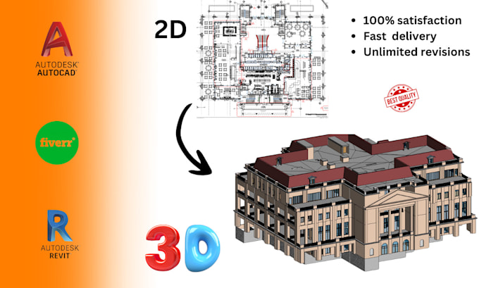create 2d PDF or cad files into 3d models