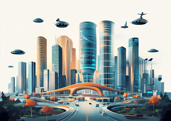 Do a sci fi and cyberpunk futuristic city art by Panithoe | Fiverr