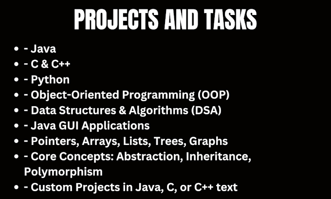 do java, c, and cpp programming projects and assignment