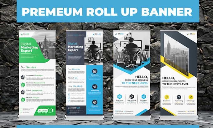 create stunning roll up, standee, pull up or pop up banners