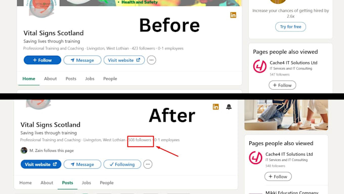 do organic linkedin marketing promotion with real followers