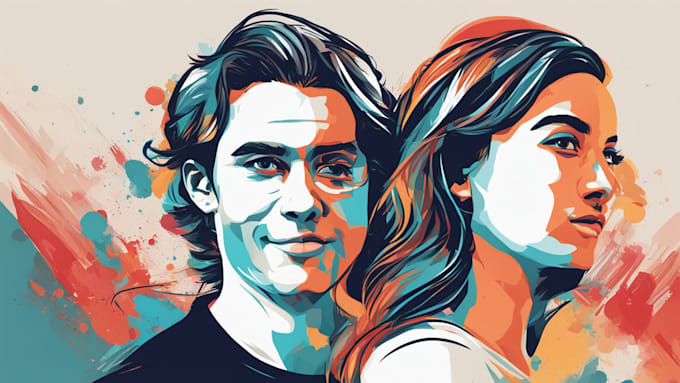 create couples art vector portrait