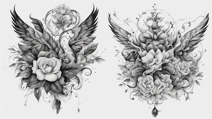 create a unique custom tattoo design in black and white
