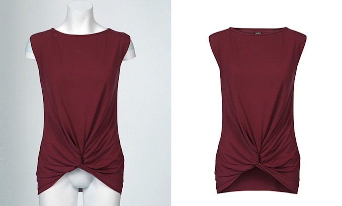 do ghost mannequin, neck joint, wrinkle remove and flat lay