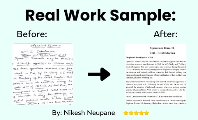 type handwritten exam papers into editable word