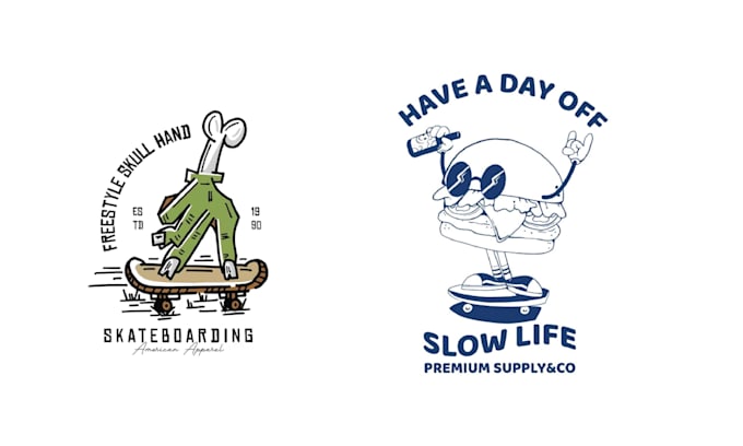 design vintage skeleton skate logo with illustration