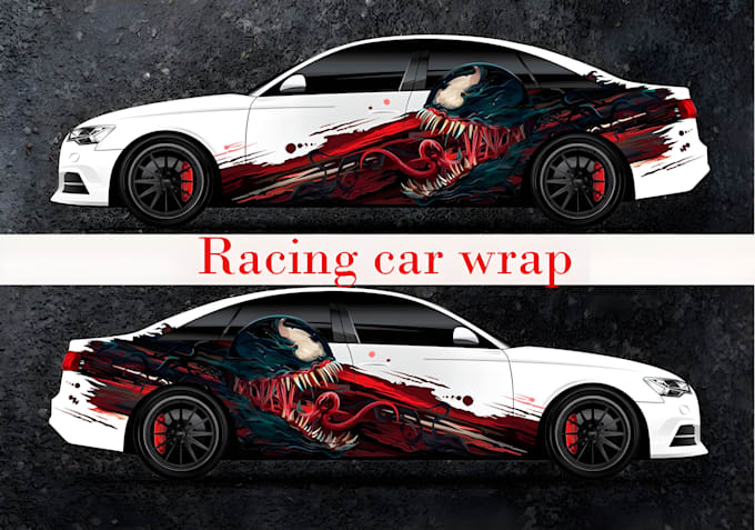 design a car wrap for racing, livery car wrap, itasha car wrap, vehicle wrap