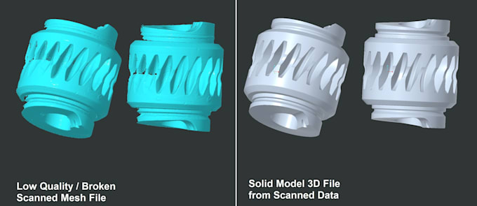 make 3d cad solid model from scan data or mesh files