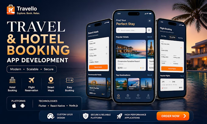 develop hotel booking travel booking and flight booking app
