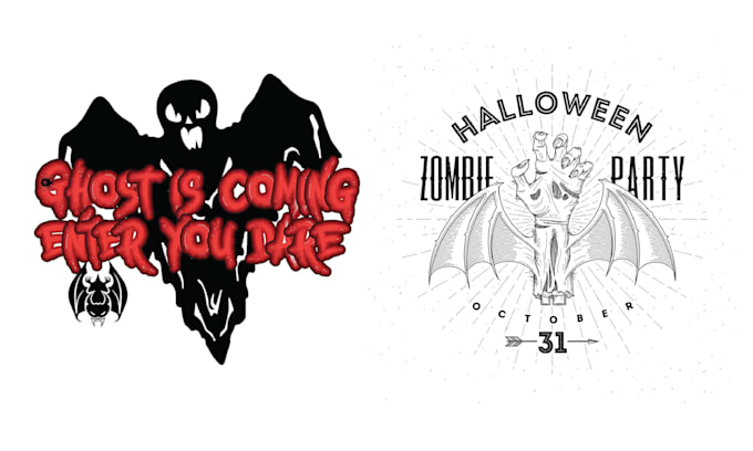 do custom made halloween horror logo and t shirt design