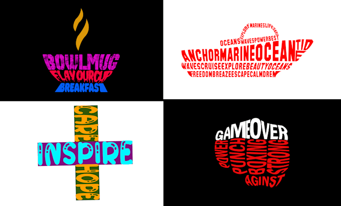 do custom lettering, word art, font logo, or 3d text effects