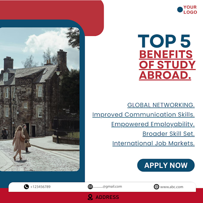 create a poster design for your study abroad business