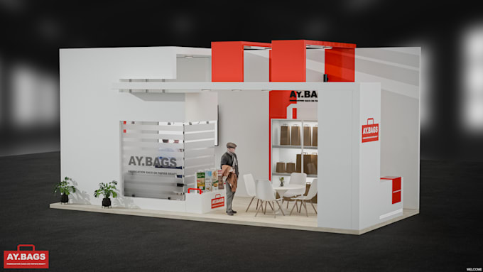 create stunning 3d booths ,exhibitions stands and kiosk