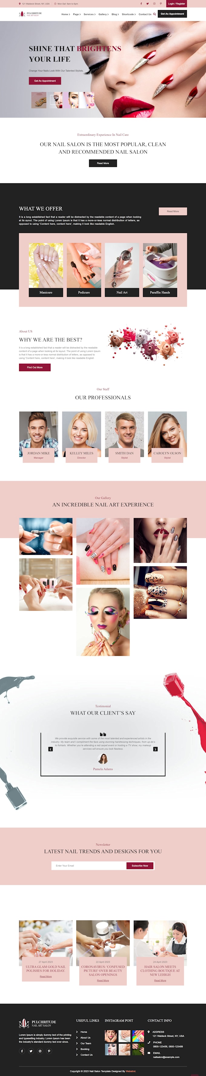 create nail art salon website design