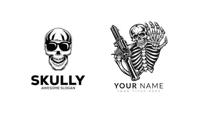 make custom skull skeleton logo and illustration style