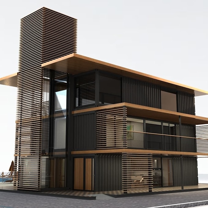 Build 3d container homes tiny house container docker home plan 2d floor ...