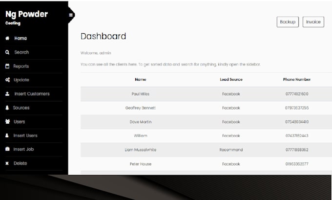 develop custom PHP CRM, admin dashboards, and web apps