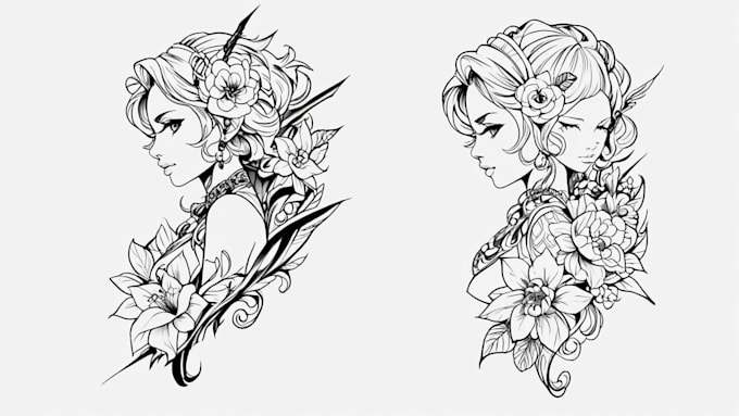 professional tattoo design black and white or color
