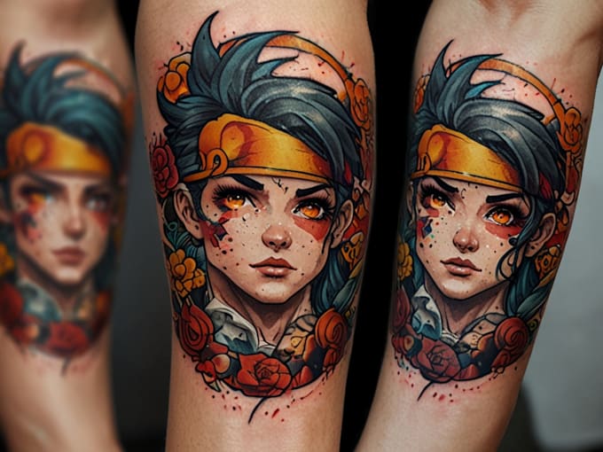 make comic cartoon anime tattoo design