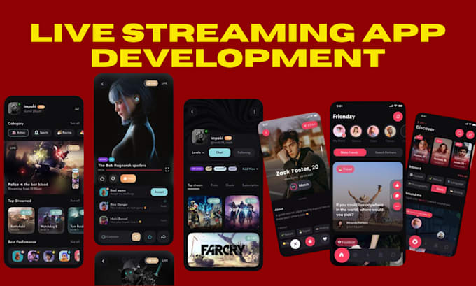 develop live streaming app, dating app, social media app, video chat, website
