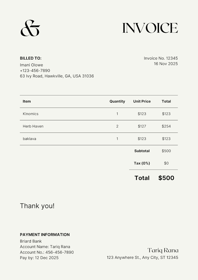 design a professional invoice for you