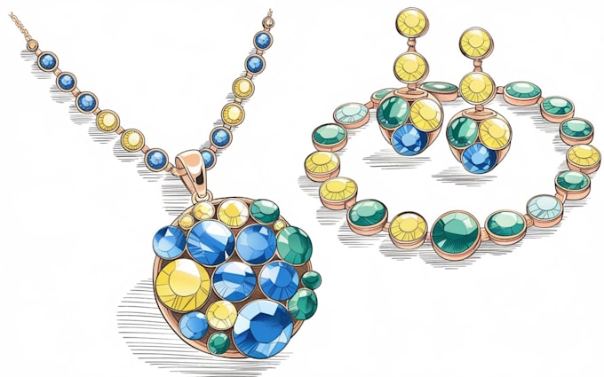 create stylish jewelry sketch design for you