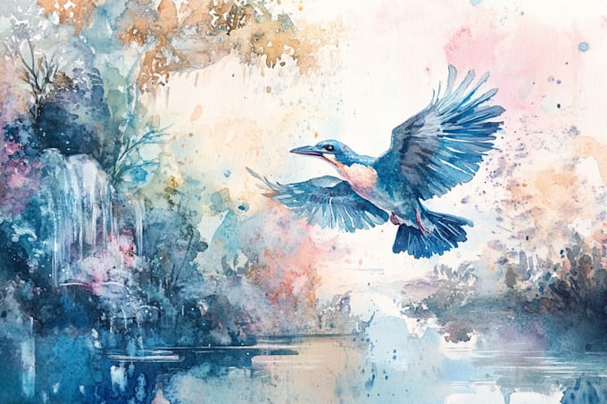 create watercolor and digital illustrations