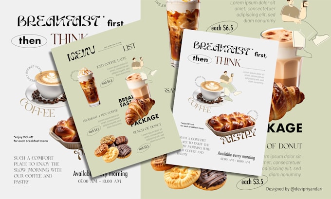 design food and beverage menu for cafe and restaurant