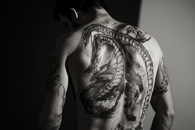 make a realistic black and white tattoo design for you