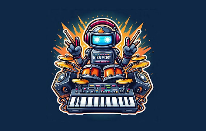 design a unique electronic drums mascot logo with  any file