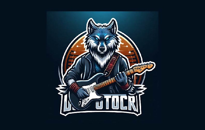 design an wolf guitar mascot logo with creative concepts