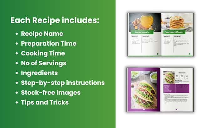 write and design recipes cookbook, ebook for amazon KDP on canva