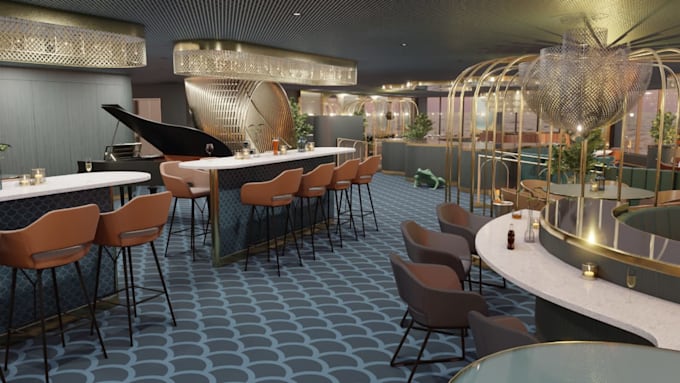 Design restaurant, hotel, bar, café office, hall with realistic ...