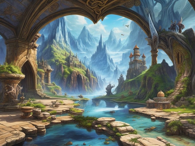 create concept art, fantasy landscapes, background scenes