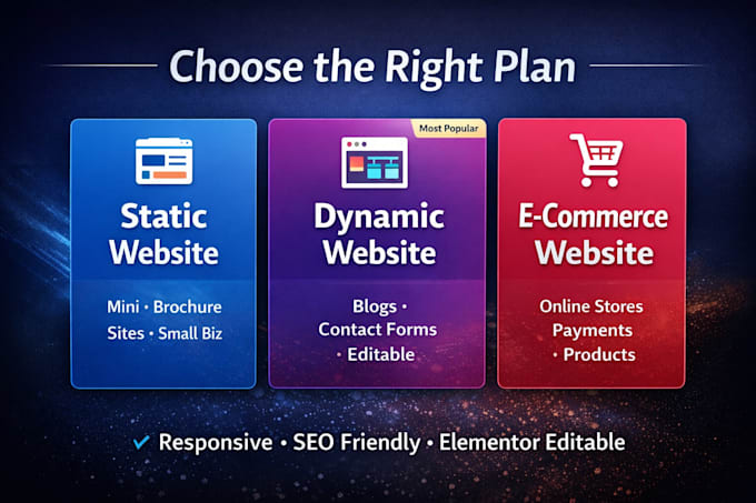 build a static, dynamic or ecommerce wordpress website