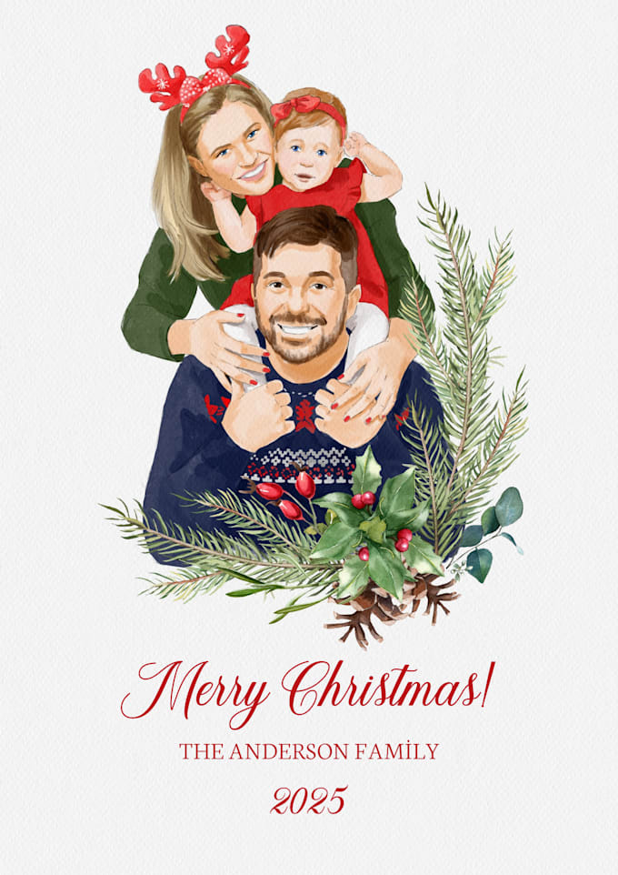 draw custom family christmas card