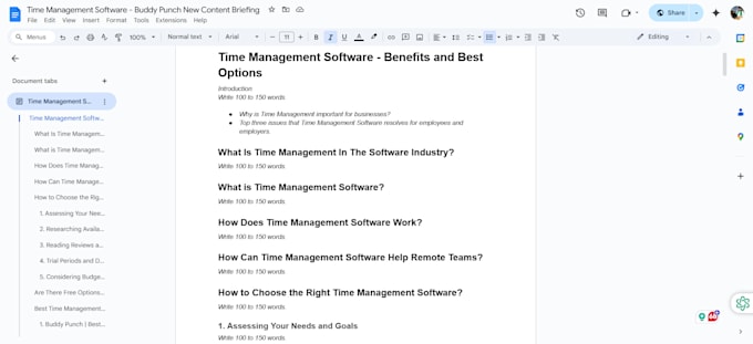 create detailed SEO blogs content briefs