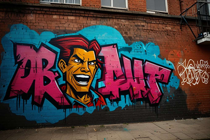 draw any graffiti mural wall art or banner