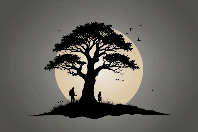 draw black and white vector silhouette logo