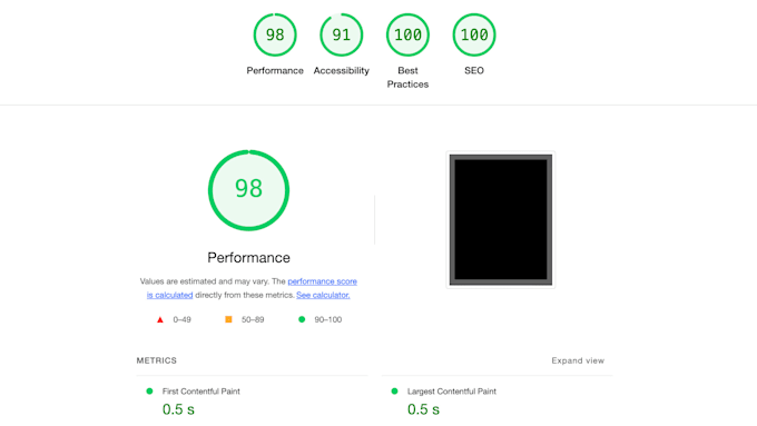 optimise your website to improve lighthouse scores