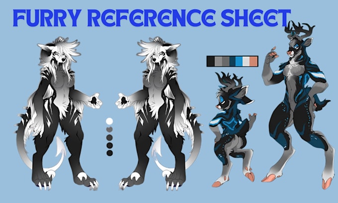 Design custom nsfw furry art reference sheet fursona character furry ...