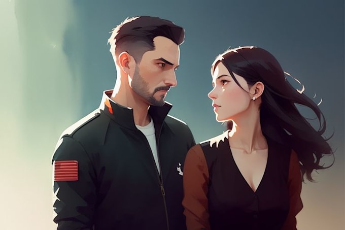draw a watercolor couple portrait