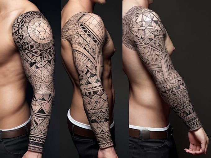 create sleeve tattoo design in geometric style