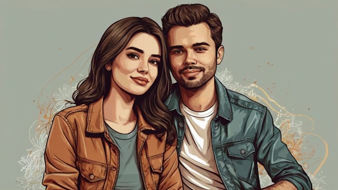 create couples art vector portrait