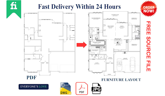 draw your floor plan any architectural drawing city permit drawing in autocad 2d