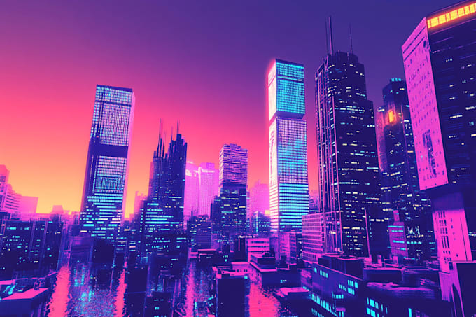 Design a sci fi and cyberpunk futuristic city art by Miandomas | Fiverr