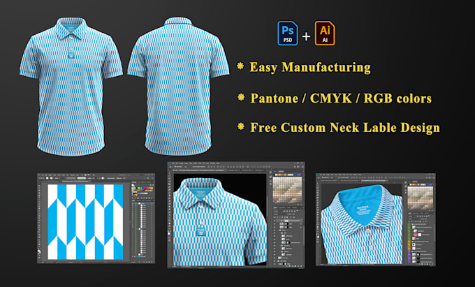 create print pattern golf polo t shirt design within 24 hours
