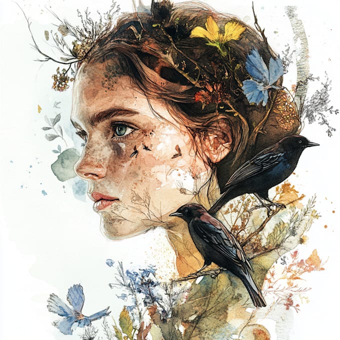 create watercolor and digital illustrations