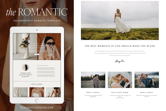 design squarespace photography website, portfolio wedding website